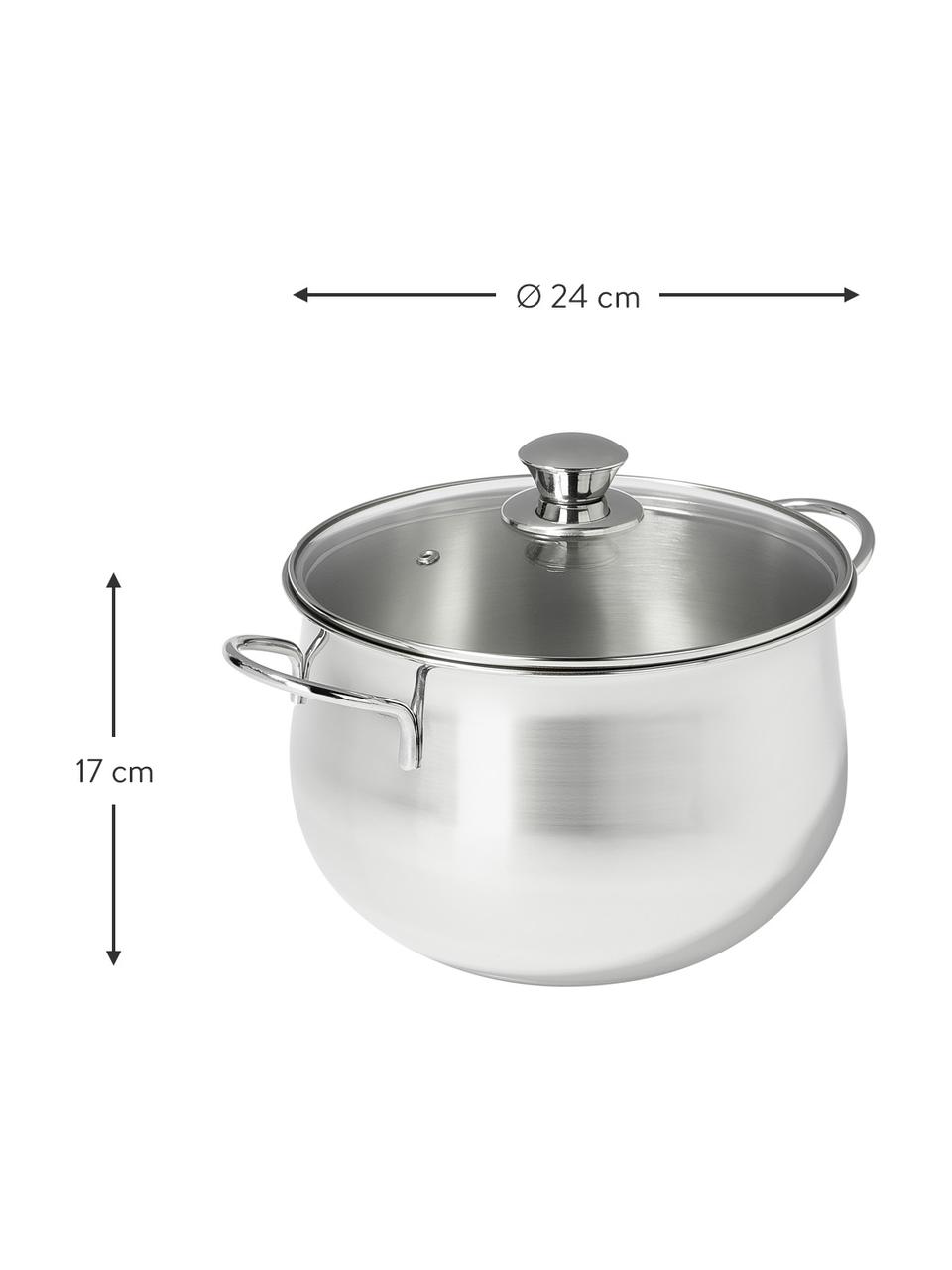 Edelstahl-Kochtöpfe Raccolta, 7er-Set, Edelstahl 18/10, Glas, Silberfarben, Set mit verschiedenen Größen