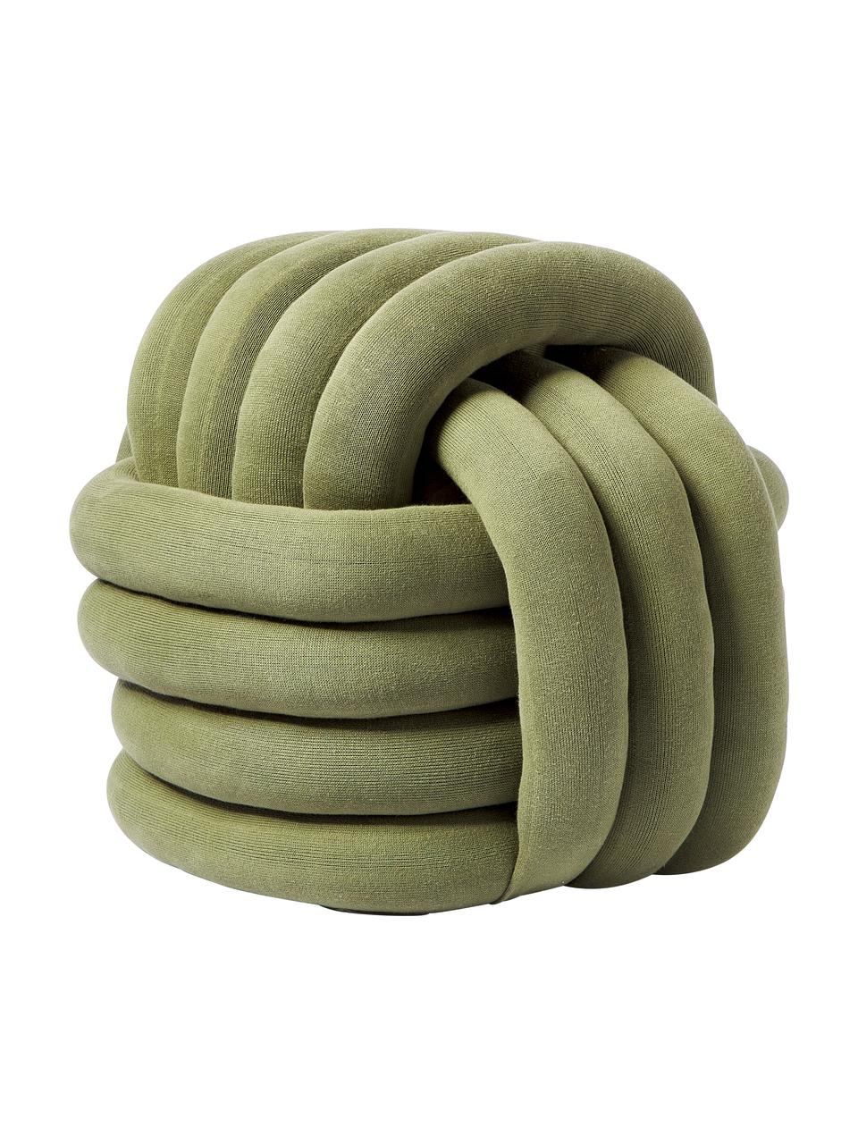 Geknoopte poef Twist, Bekleding: 100 % katoen, Kaki, B 54 x H 45 cm