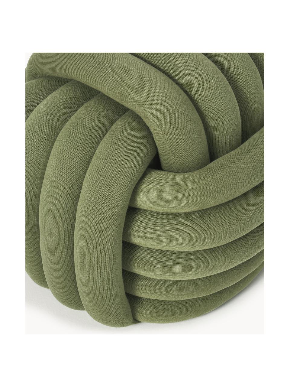 Pouf annodato Twist, Rivestimento: 100% cotone, Verde oliva, Larg. 54 x Alt. 45 cm