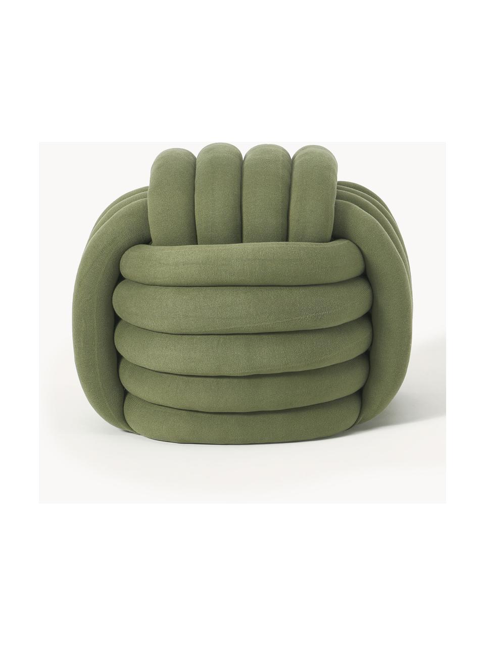 Knoten-Pouf Twist, Bezug: 100 % Baumwolle, Olivgrün, B 54 x H 45 cm