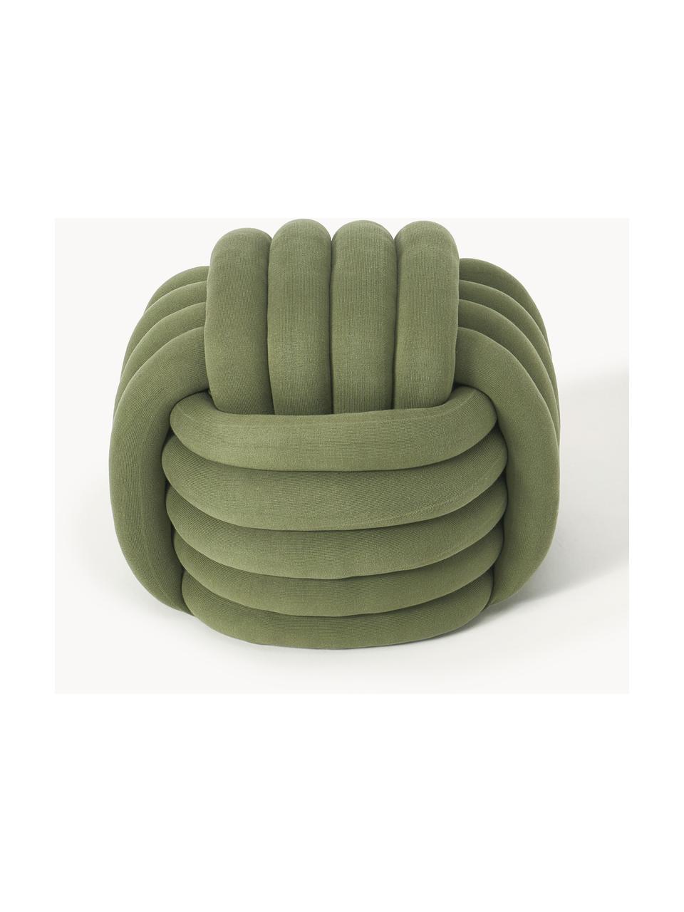 Knoten-Pouf Twist, Bezug: 100 % Baumwolle, Olivgrün, B 54 x H 45 cm