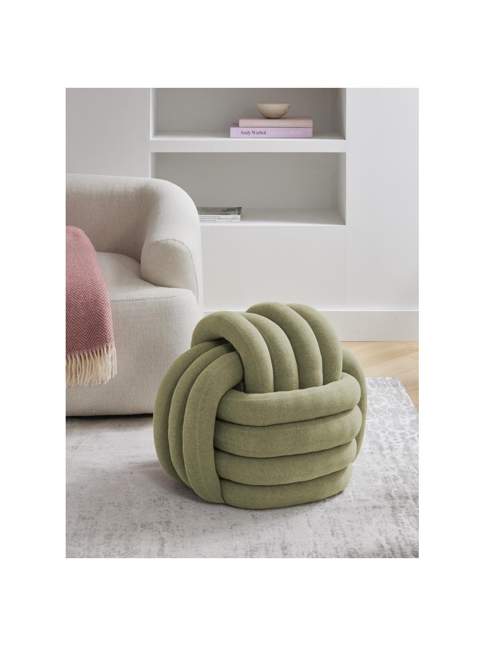 Knoten-Pouf Twist, Bezug: 100 % Baumwolle, Olivgrün, B 54 x H 45 cm