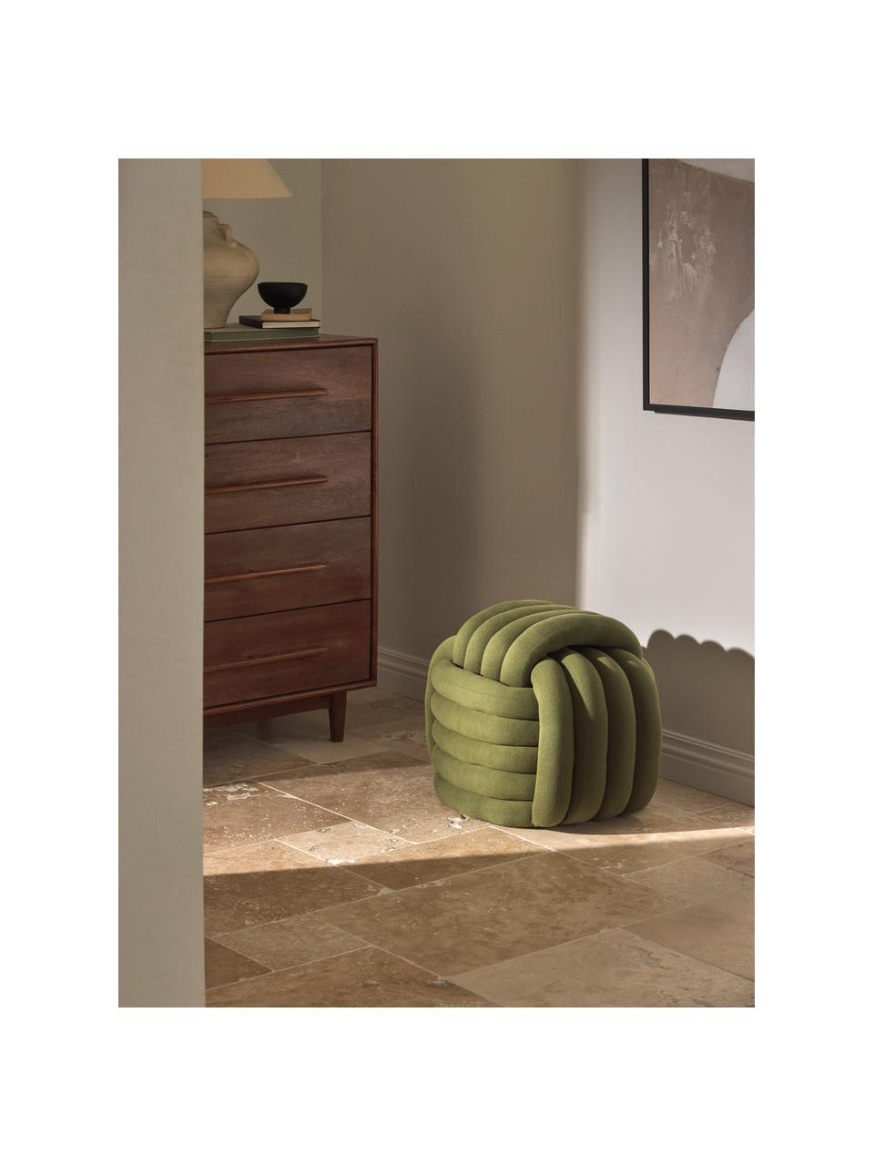 Knoten-Pouf Twist, Bezug: 100 % Baumwolle, Olivgrün, B 54 x H 45 cm