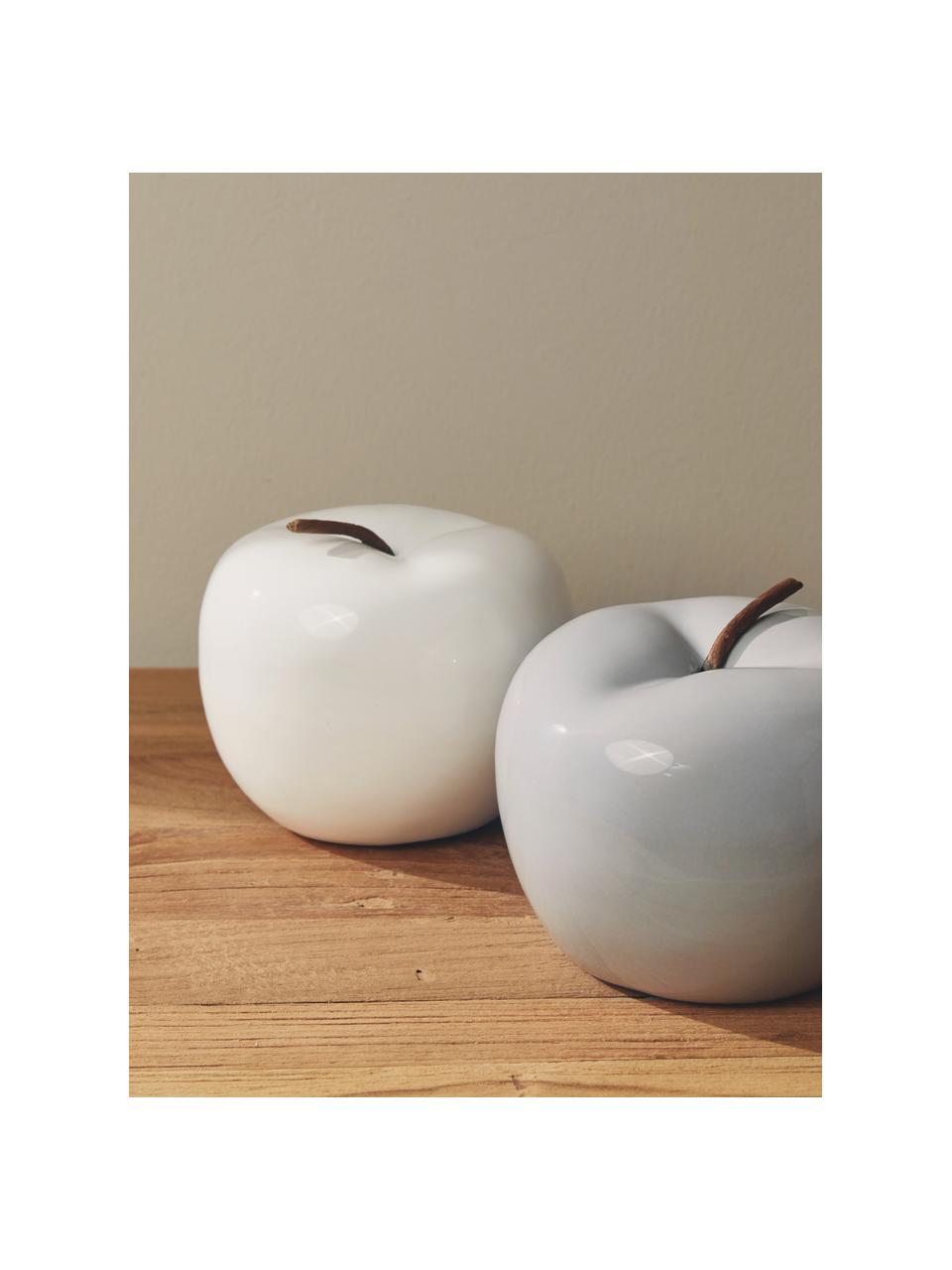 Dekorativní jablka Alvaro, V 12 cm, 2 kusy, Kamenina, Bílá, světle šedá, Ø 13 cm, V 12 cm