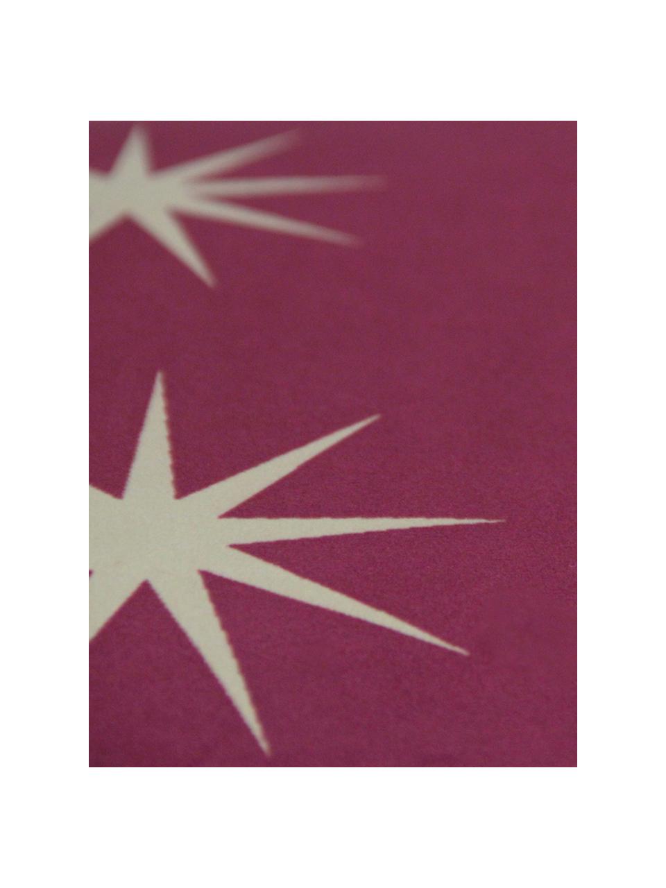 Federa arredo in velluto con ricami a stelle Stars, Velluto di poliestere, Rosso, beige, Larg. 45 x Lung. 45 cm