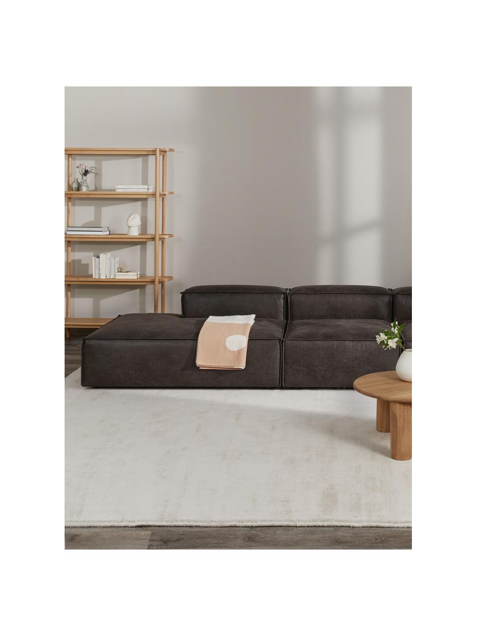 Chaise longue XL componibile in pelle riciclata Lennon, Rivestimento: pelle riciclata (70 % pel, Rivestimento: imbottitura in schiuma co, Pelle taupe, Larg. 357 x Prof. 119 cm, schienale a destra