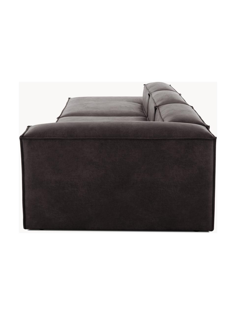 Modulaire XL chaise longue Lennon van gerecycled leer, Bekleding: gerecycled leer (70% leer, Frame: massief hout, multiplex, Poten: kunststof Dit product is , Leer taupe, B 357 x D 119 cm, armleuning rechts