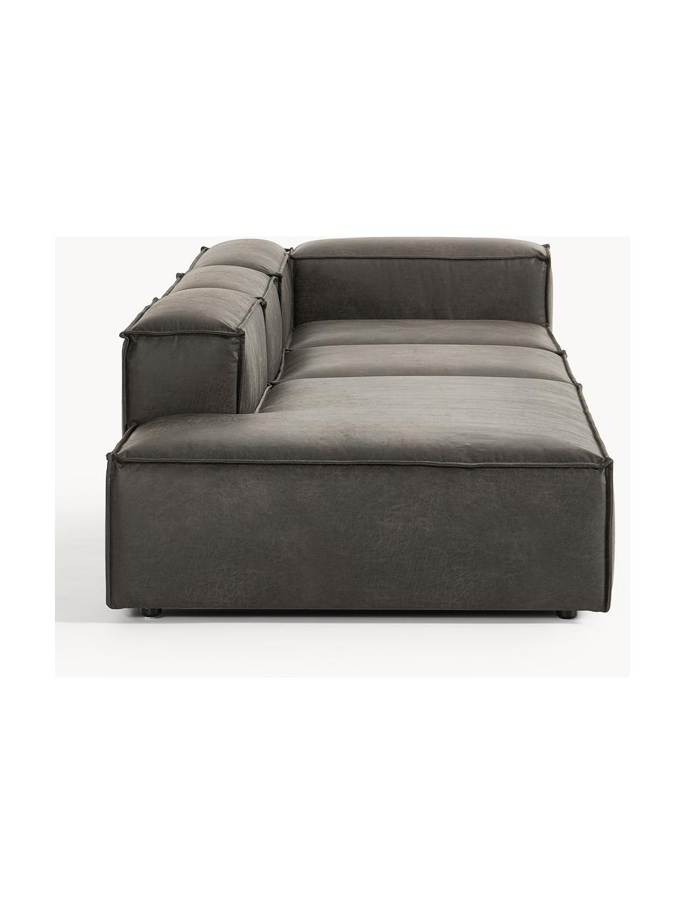 Modulaire XL chaise longue Lennon van gerecycled leer, Bekleding: gerecycled leer (70% leer, Frame: massief hout, multiplex, Poten: kunststof Dit product is , Leer taupe, B 357 x D 119 cm, armleuning rechts