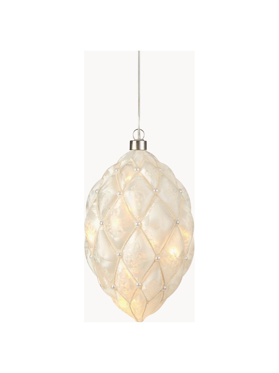 Guirlande de sapin de Noël LED artisanale Pearl, Blanc crème, Ø 12 x haut. 20 cm