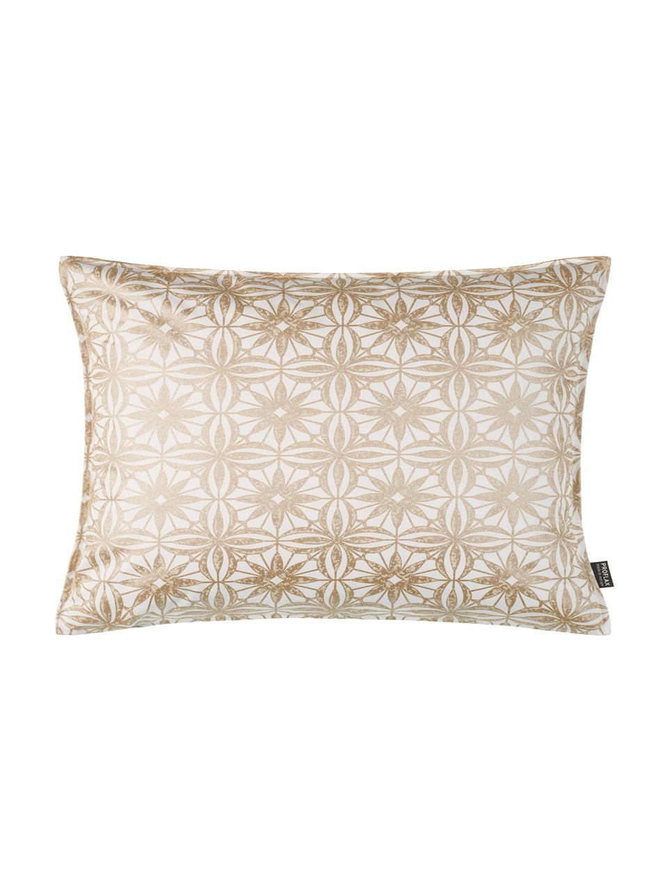 Housse de coussin rectangulaire Alexis, Blanc, beige, couleur dorée