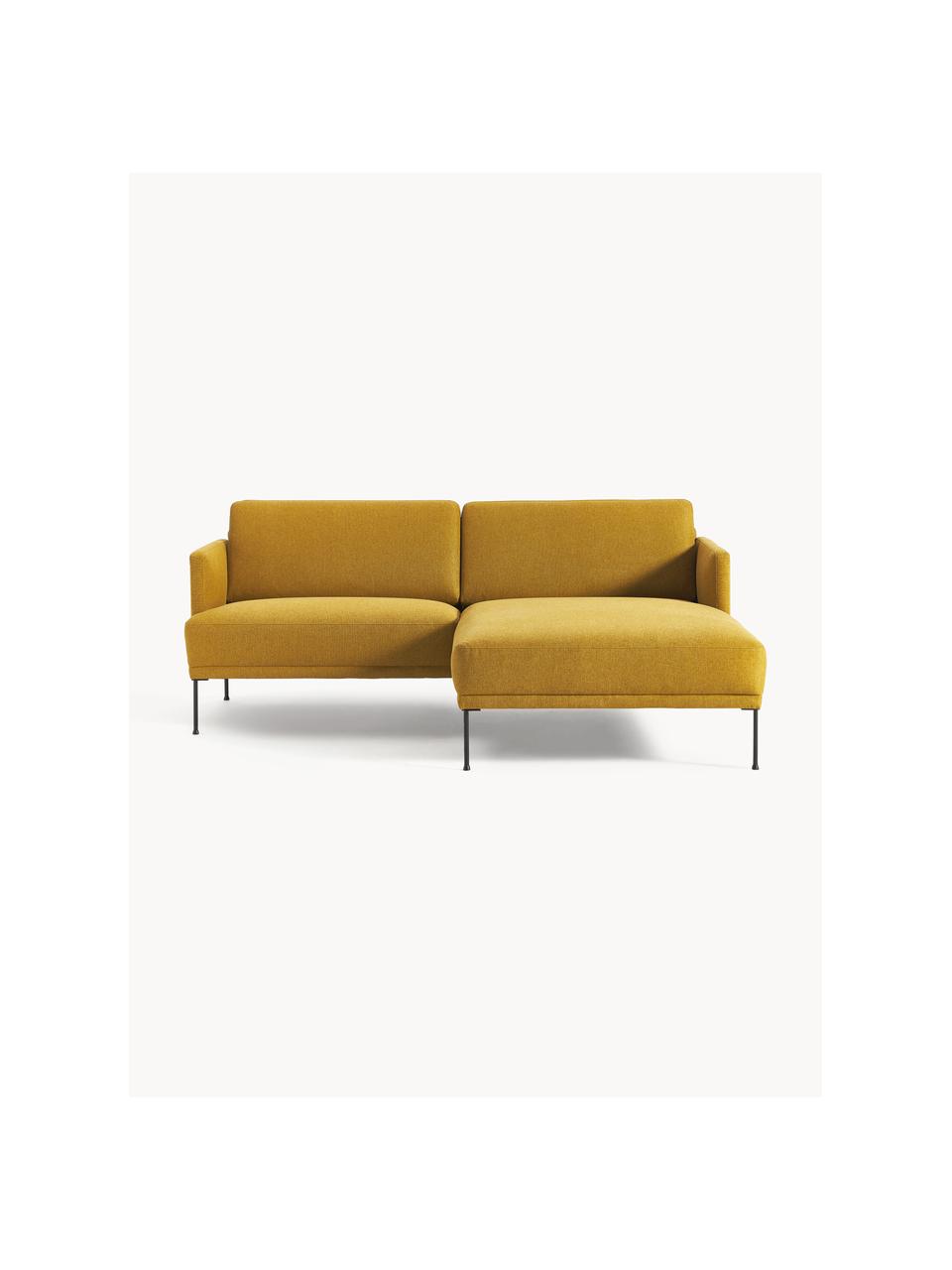 Kleines Ecksofa Fluente, Bezug: 100 % Polyester Der strap, Gestell: Massives Kiefernholz, Bir, Webstoff Ocker, B 198 x T 152 cm, Eckteil links