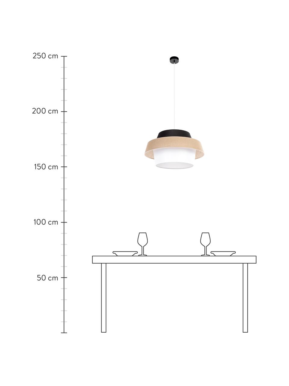 Lampa wisząca Preto, Czarny, beżowy, biały, Ø 55 x W 30 cm