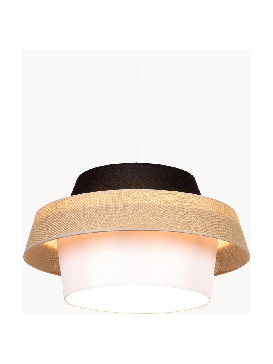 Hanglamp Preto, Lampenkap: stof, Zwart, beige, wit, Ø 55 x H 30 cm