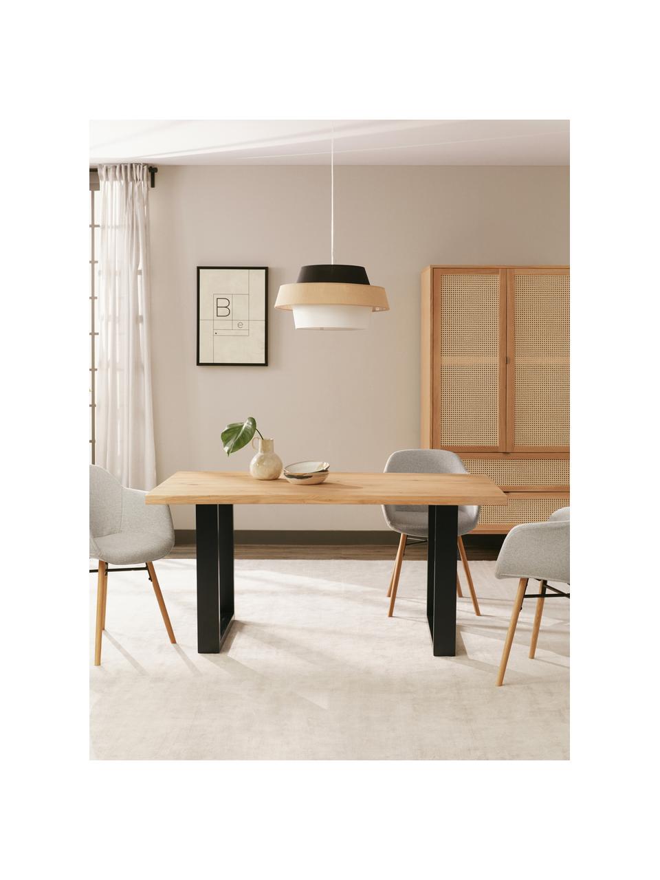 Hanglamp Preto, Lampenkap: stof, Zwart, beige, wit, Ø 55 x H 30 cm