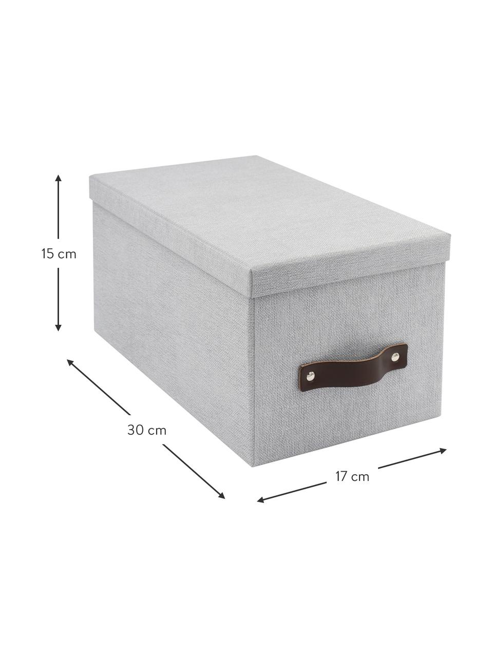 Caja Silvia II, 2 uds., Caja: canvas, cartón rígido (10, Asa: cuero, Gris claro, An 17 x Al 15 cm