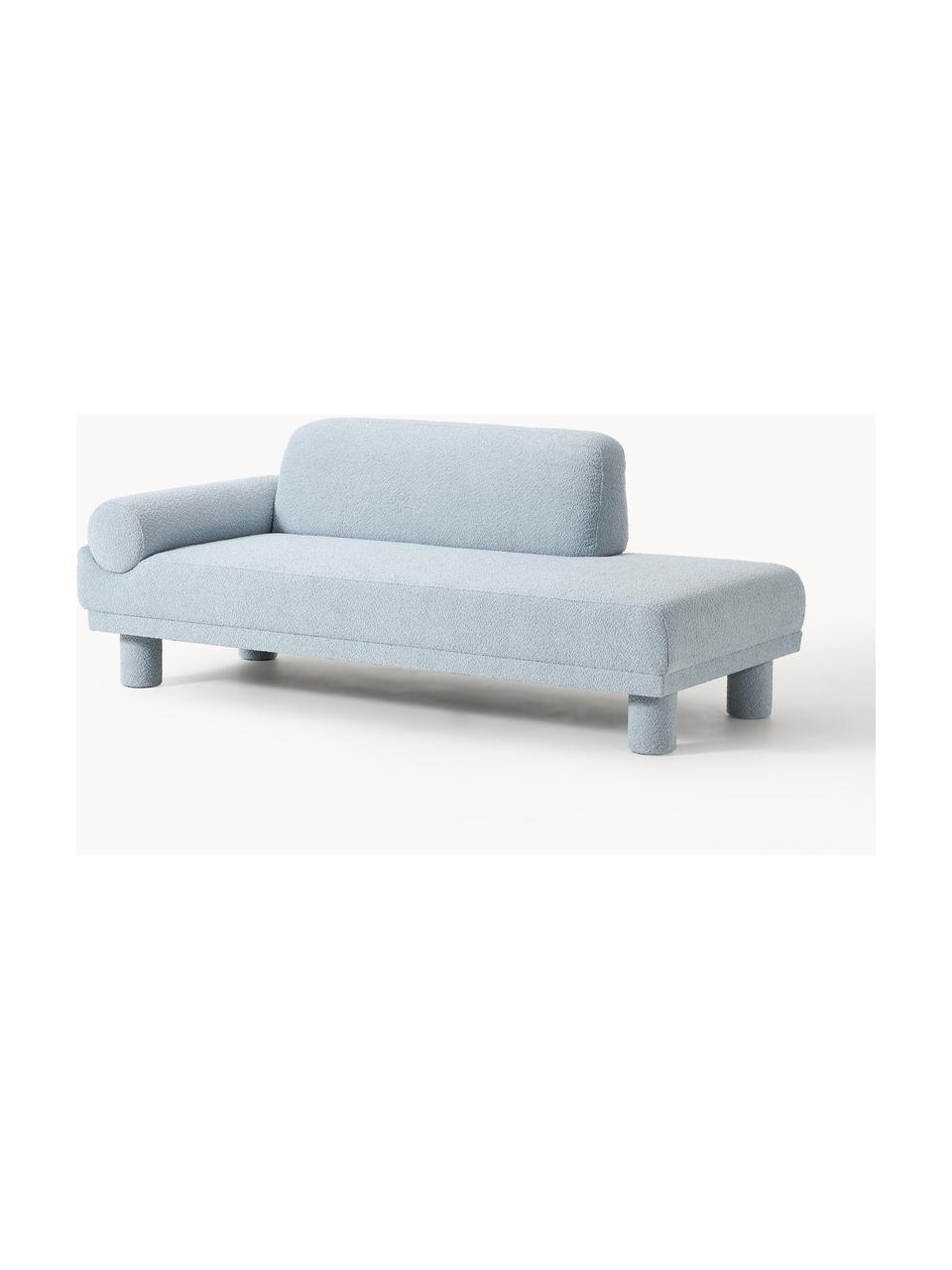Chaise lounge Lilo, Rivestimento: Bouclé (93% poliestere, 6, Piedini: plastica, imbottiti Quest, Bouclé azzurro, Larg. 205 x Prof. 93 cm, schienale a sinistra