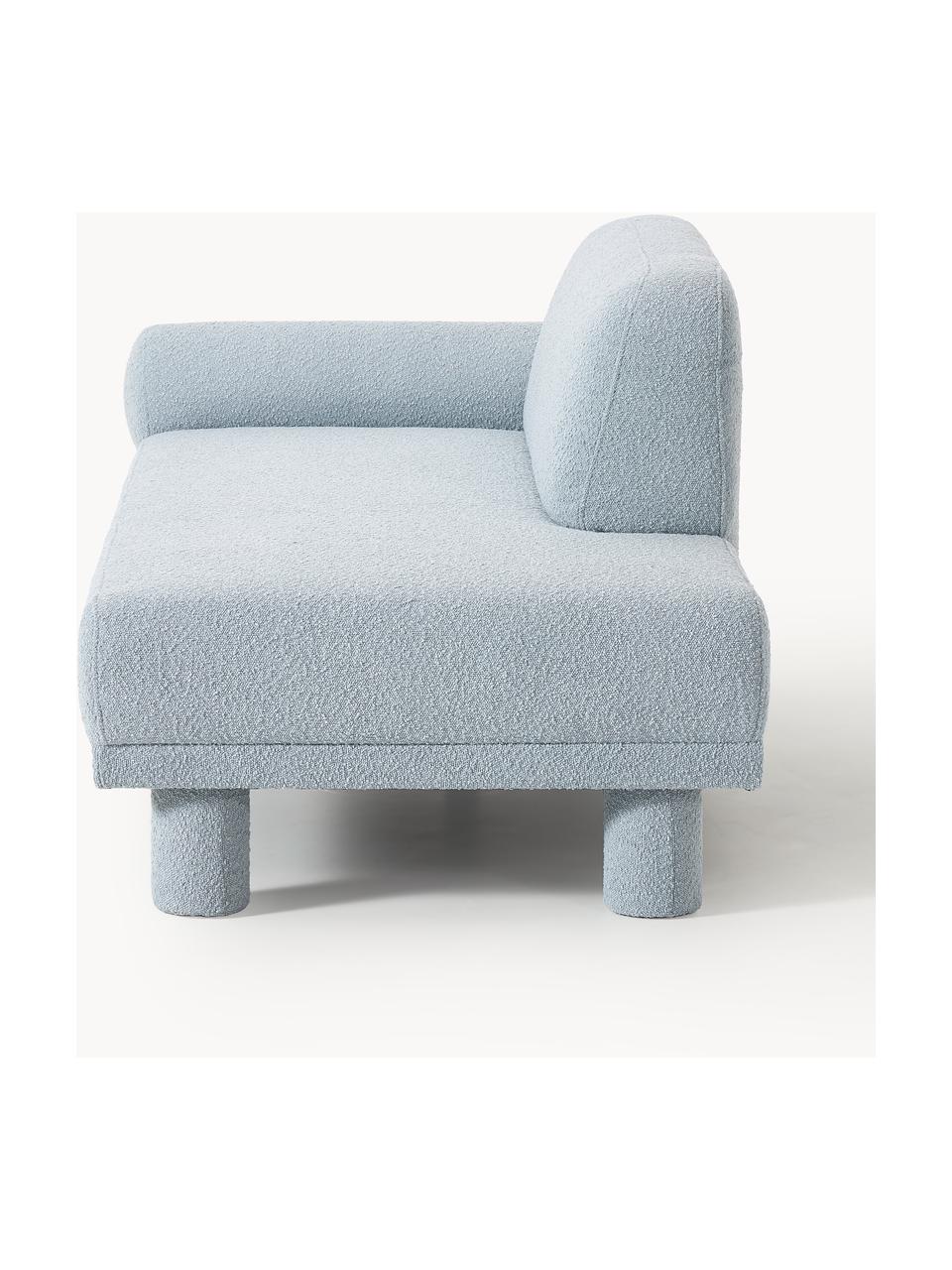 Bouclé chaise longue Lilo, Poten: kunststof, gevoerd Dit pr, Bouclé lichtblauw, B 205 x D 93 cm, rugleuning links