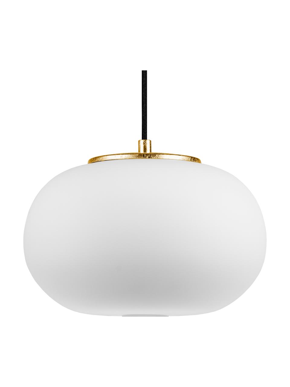 Lampada a sospensione in vetro opale Double, Paralume: vetro opale, Bianco, nero, dorato, Larg. 75 x Alt. 153 cm