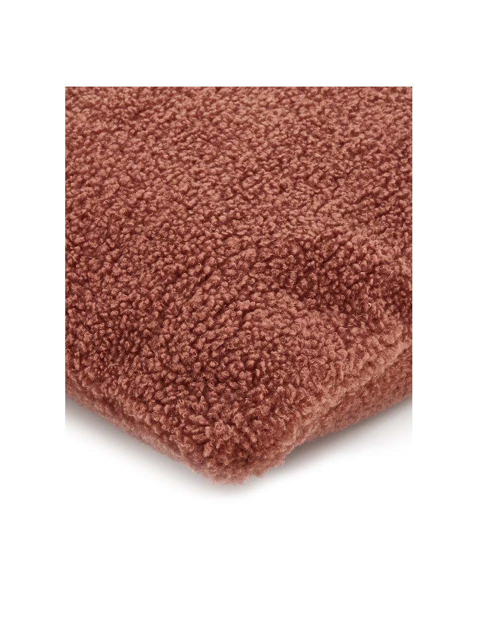 Housse de coussin rectangulaire tissu peluche rouille Mille, 100 % polyester (tissu peluche), Rouille, larg. 30 x long. 50 cm