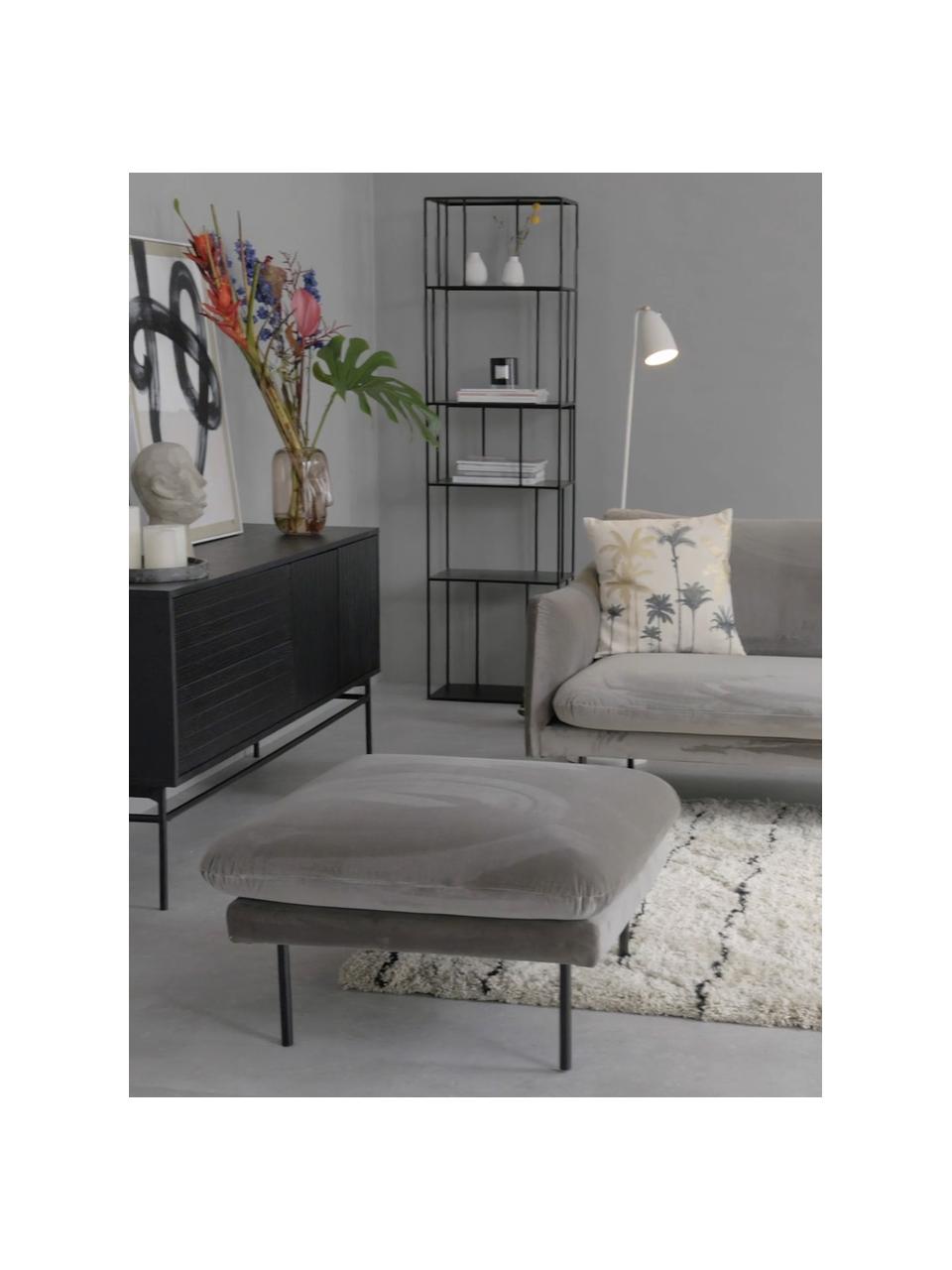 Reposapiés puf de terciopelo Moby, Tapizado: terciopelo (poliéster de , Estructura: madera de pino maciza, Patas: metal con pintura en polv, Terciopelo marrón grisáceo, An 78 x Al 48 cm