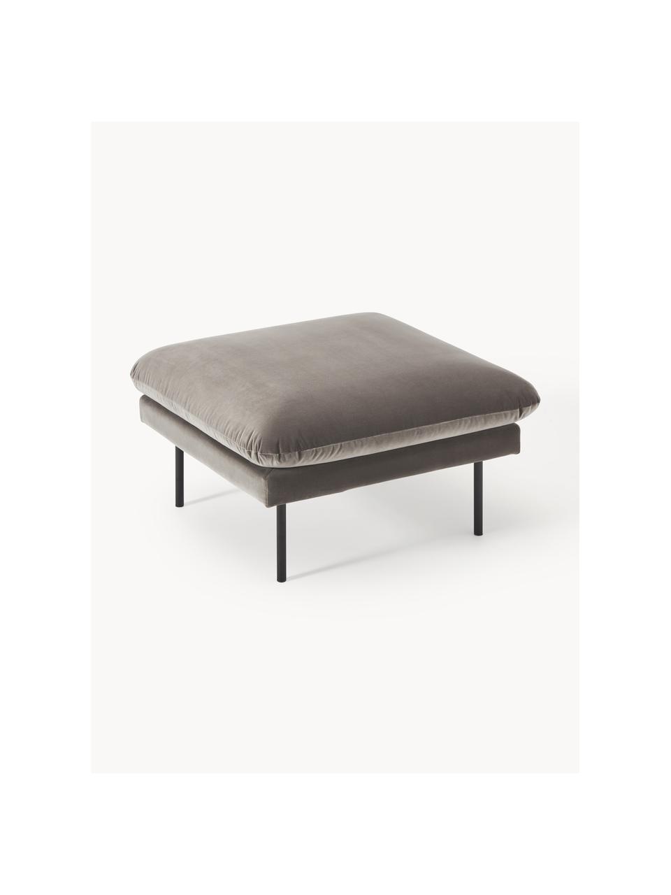 Reposapiés puf de terciopelo Moby, Tapizado: terciopelo (poliéster de , Estructura: madera de pino maciza, Patas: metal con pintura en polv, Terciopelo gris pardo, An 78 x F 78 cm