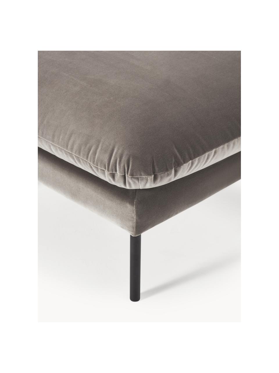 Reposapiés puf de terciopelo Moby, Tapizado: terciopelo (poliéster de , Estructura: madera de pino maciza, Patas: metal con pintura en polv, Terciopelo gris pardo, An 78 x F 78 cm