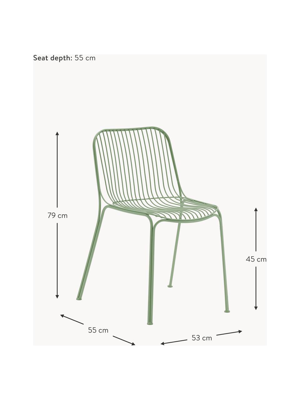 Chaise de jardin Hiray, Acier galvanisé, laqué, Vert sauge, larg. 53 x prof. 55 cm