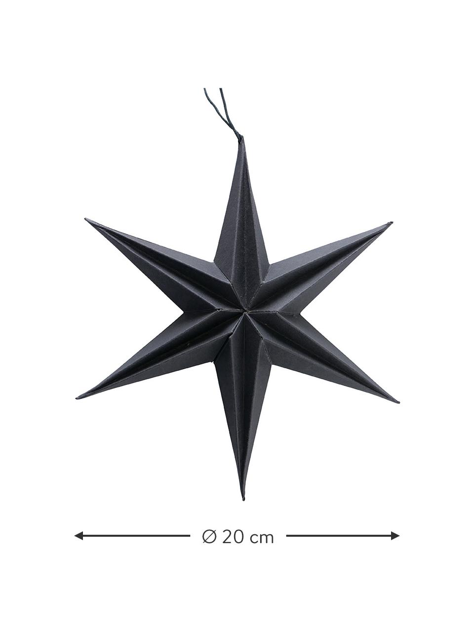 Stern-Anhänger Kassia, 2 Stück, Papier, Schwarz, Ø 20 x H 20cm