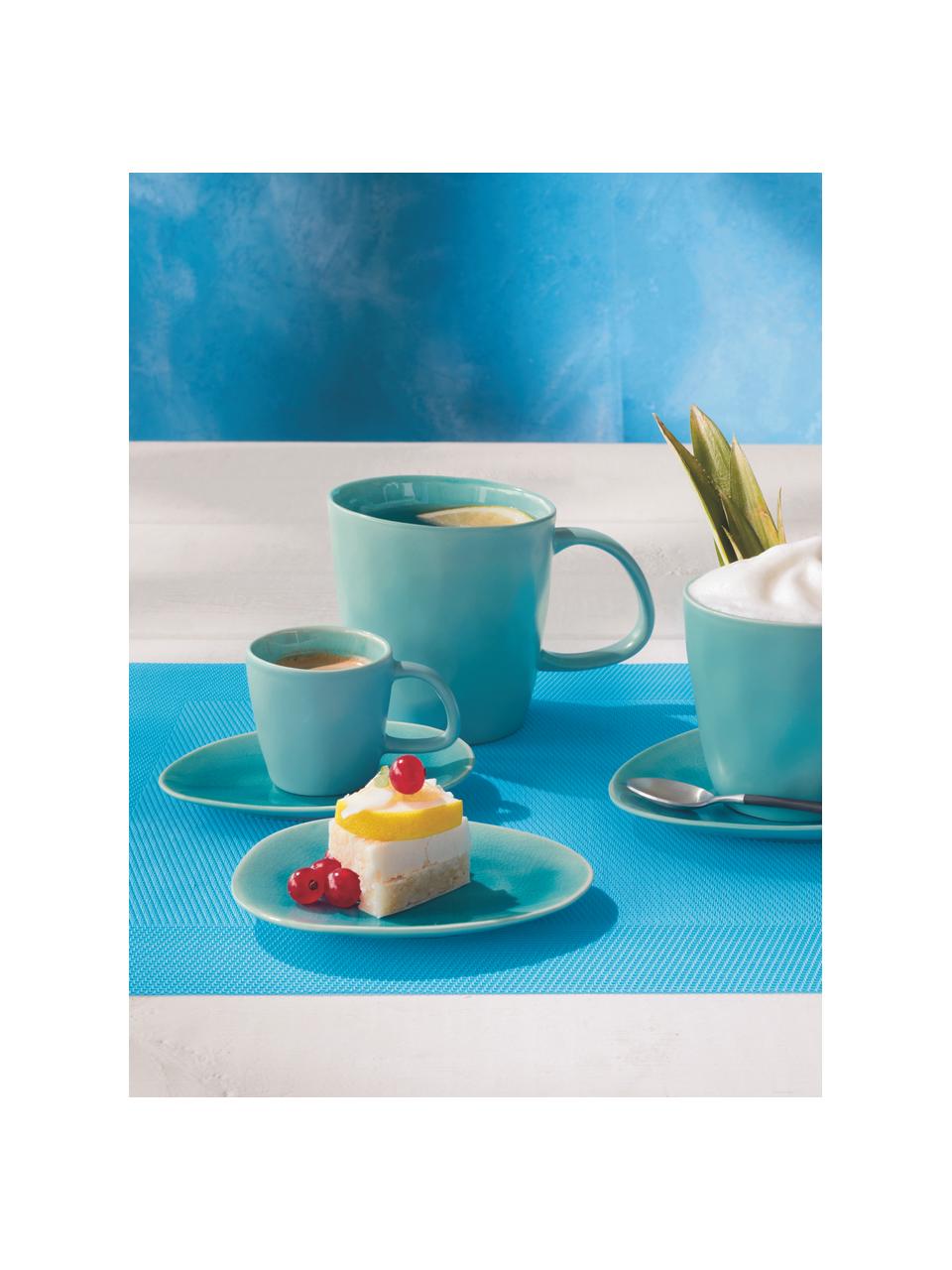 Tazas de café de porcelana Plage, 2 uds., Porcelana con glaseado craquelado, Turquesa, Ø 10 x Al 10 cm