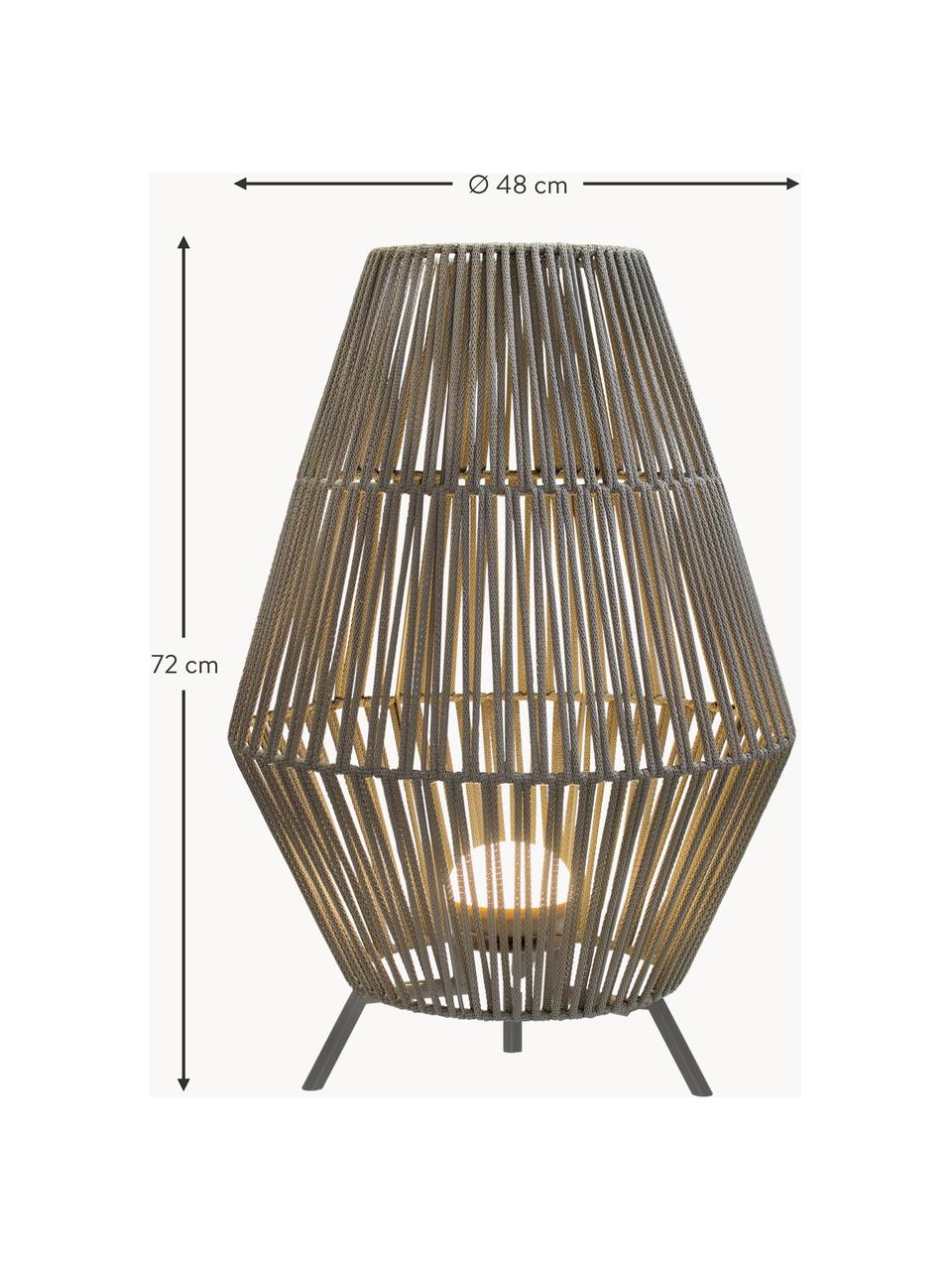 Mobiele outdoor LED lamp Conta, dimbaar, Lampenkap: PVC-kunststof, Greige, Ø 48 x H 72 cm