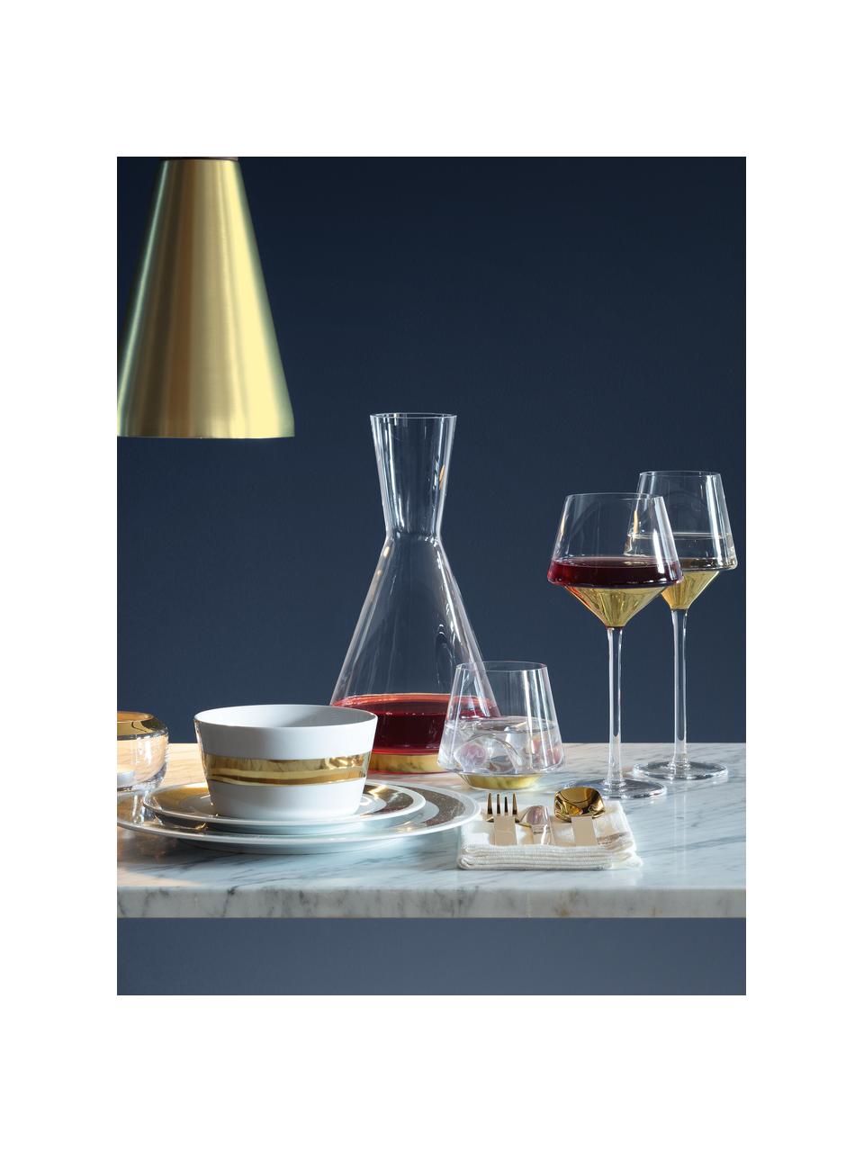 Ručně foukaná sklenice na červené víno Space, 2 ks, Transparentní, zlatá