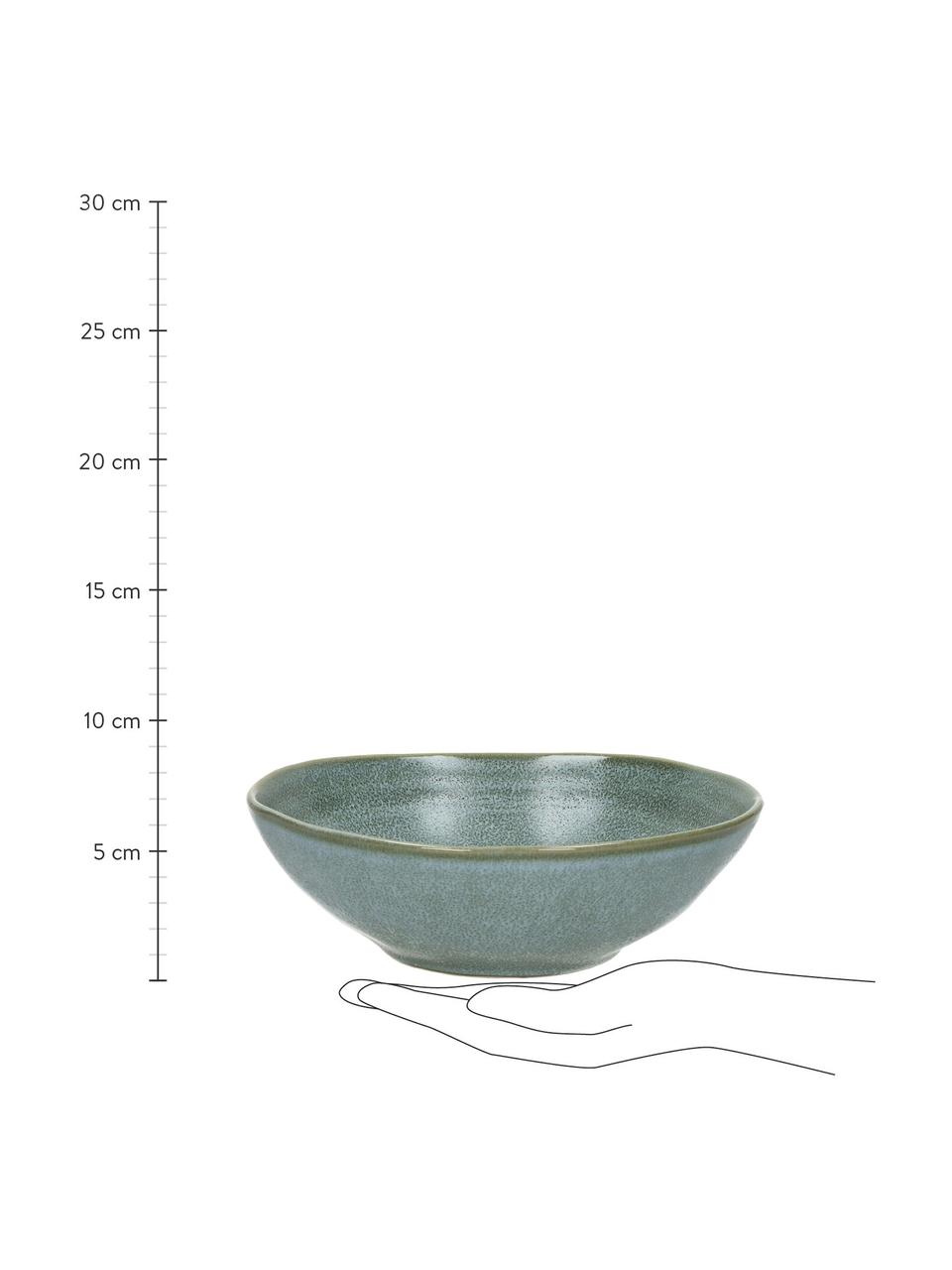 Suppenteller Neboa mit effektvoller Glasur, 4 Stück, Steingut, Grau, Blau, Ø 20 x H 7 cm