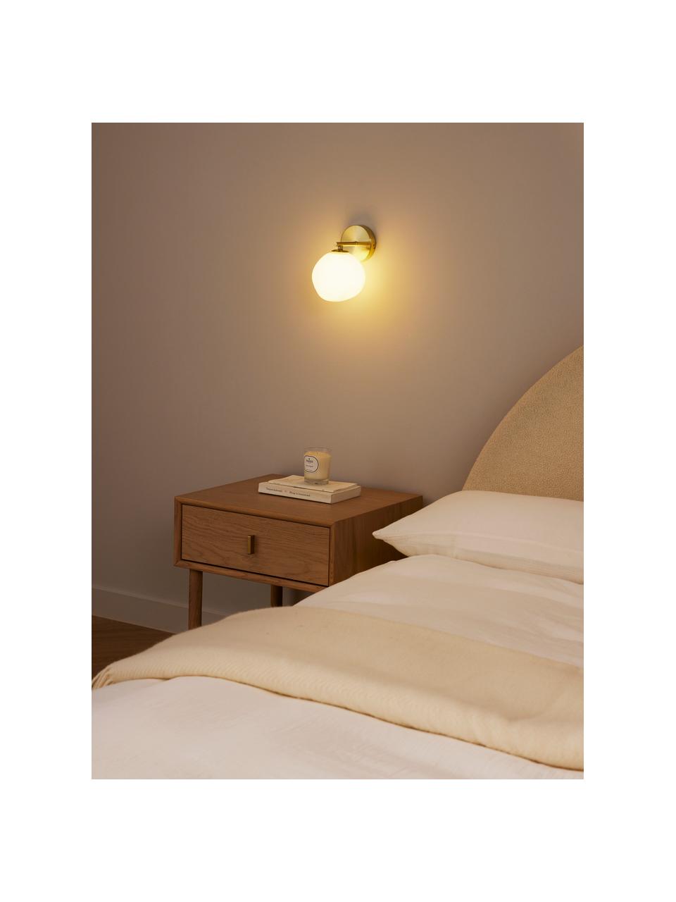 Kinkiet ze szkła opalowego Josie, Kremowobiały, odcienie złotego, Ø 15 x W 21 cm