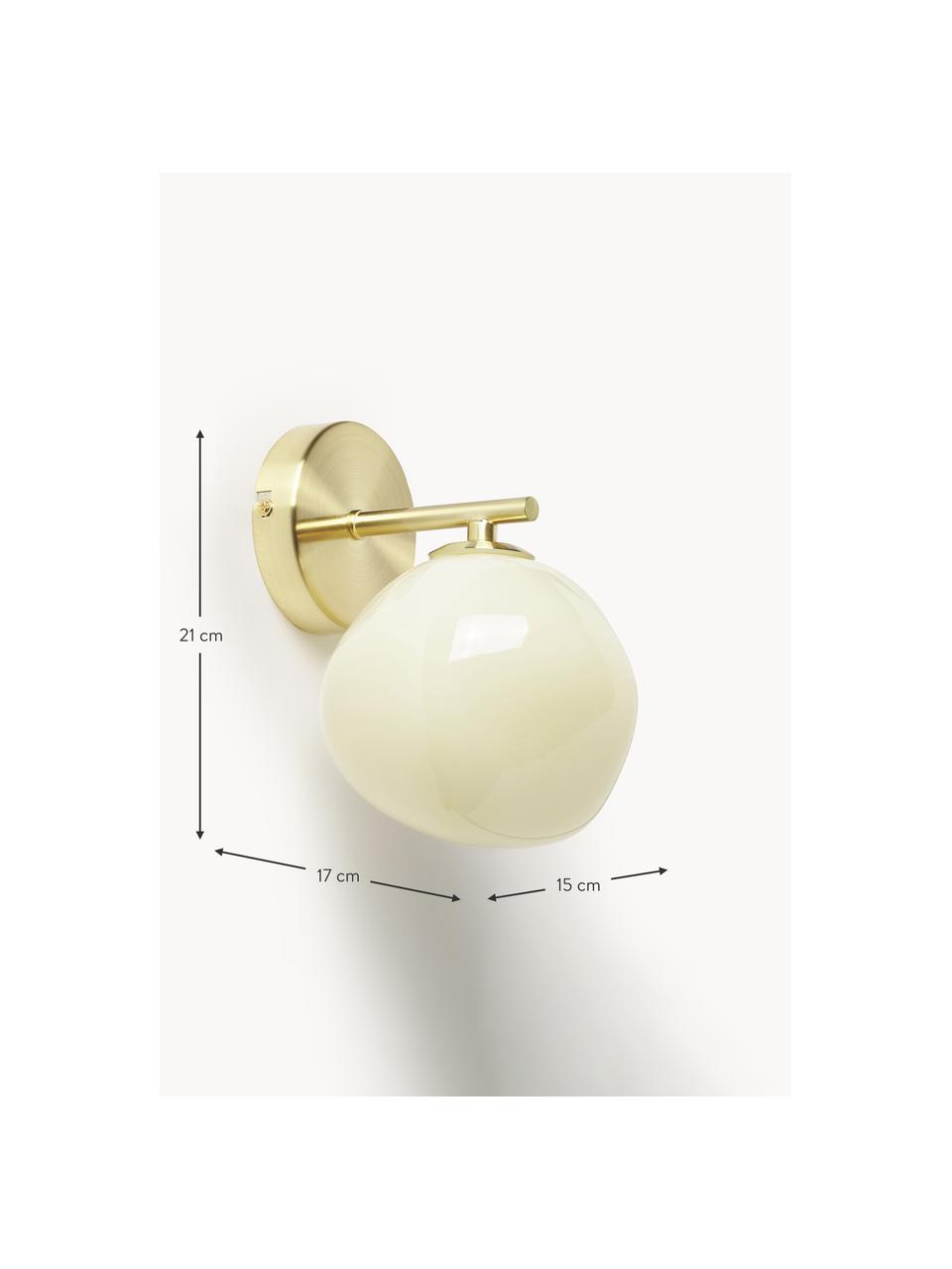 Wandleuchte Josie aus Opalglas, Lampenschirm: Opalglas, Cremeweiss, Goldfarben, Ø 15 x H 21 cm