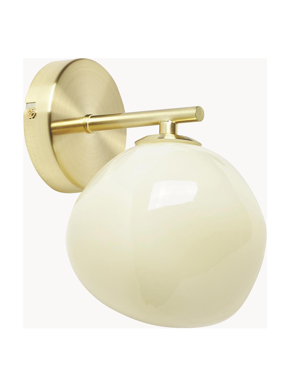 Wandleuchte Josie aus Opalglas, Lampenschirm: Opalglas, Cremeweiss, Goldfarben, Ø 15 x H 21 cm
