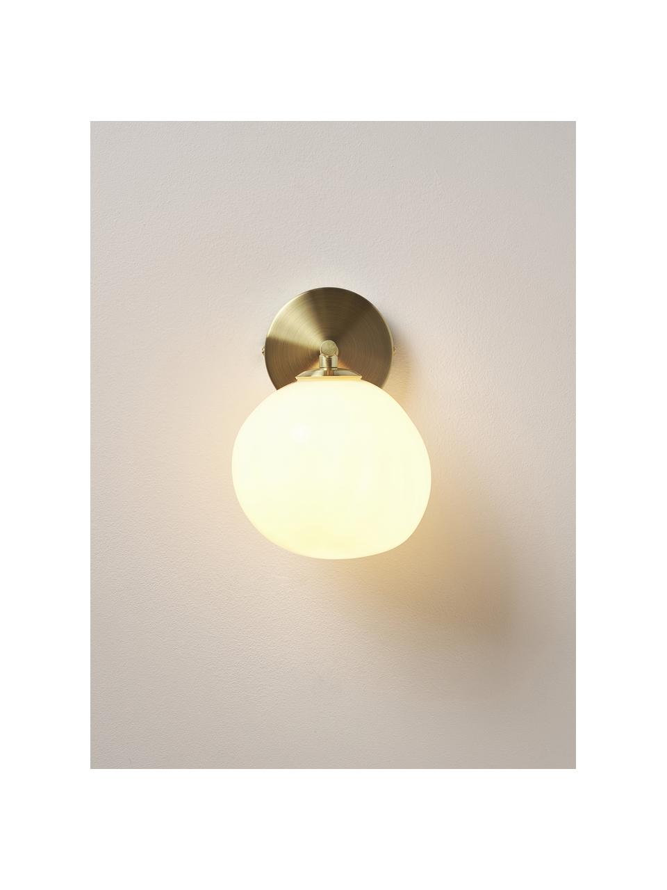 Wandlamp Josie van opaalglas, Lampenkap: opaalglas, Crèmewit, goudkleurig, Ø 15 x H 21 cm