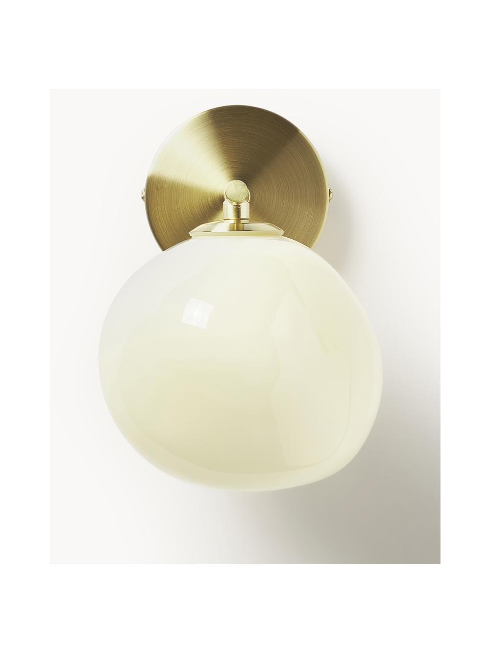 Wandlamp Josie van opaalglas, Lampenkap: opaalglas, Crèmewit, goudkleurig, Ø 15 x H 21 cm