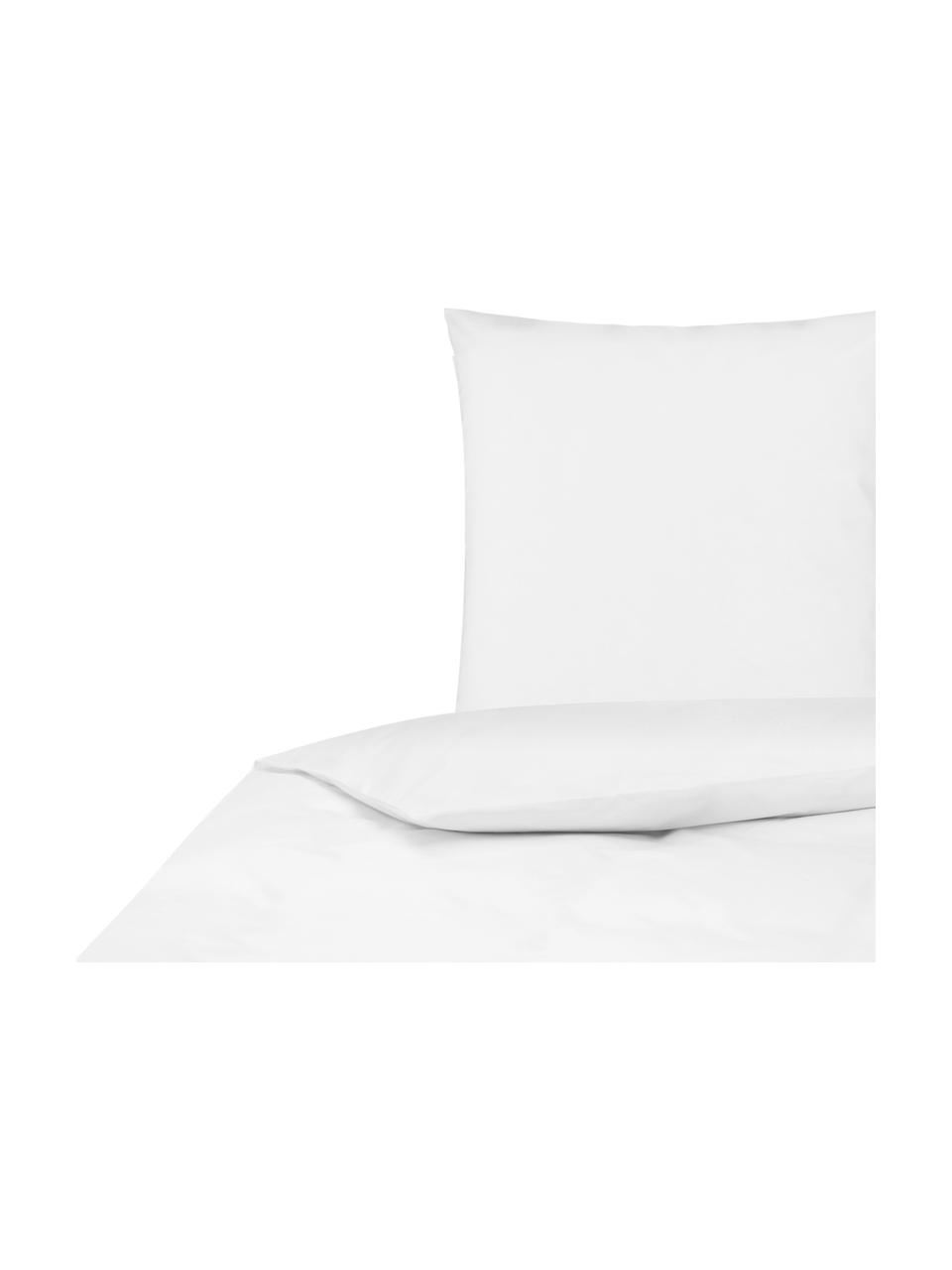 Housse de couette en percale de coton blanc Elsie, Blanc, larg. 140 x long. 200 cm