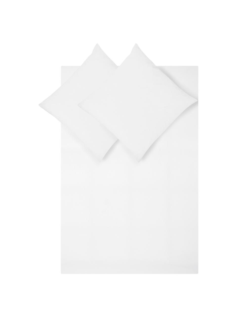 Housse de couette en percale de coton blanc Elsie, Blanc, larg. 140 x long. 200 cm