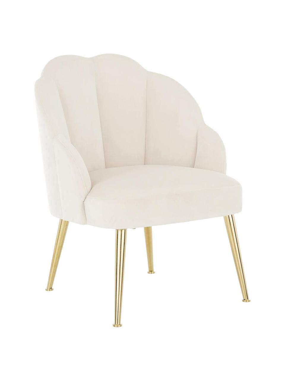 Fauteuil cocktail en velours Helle, Velours blanc crème, larg. 65 x prof. 65 cm