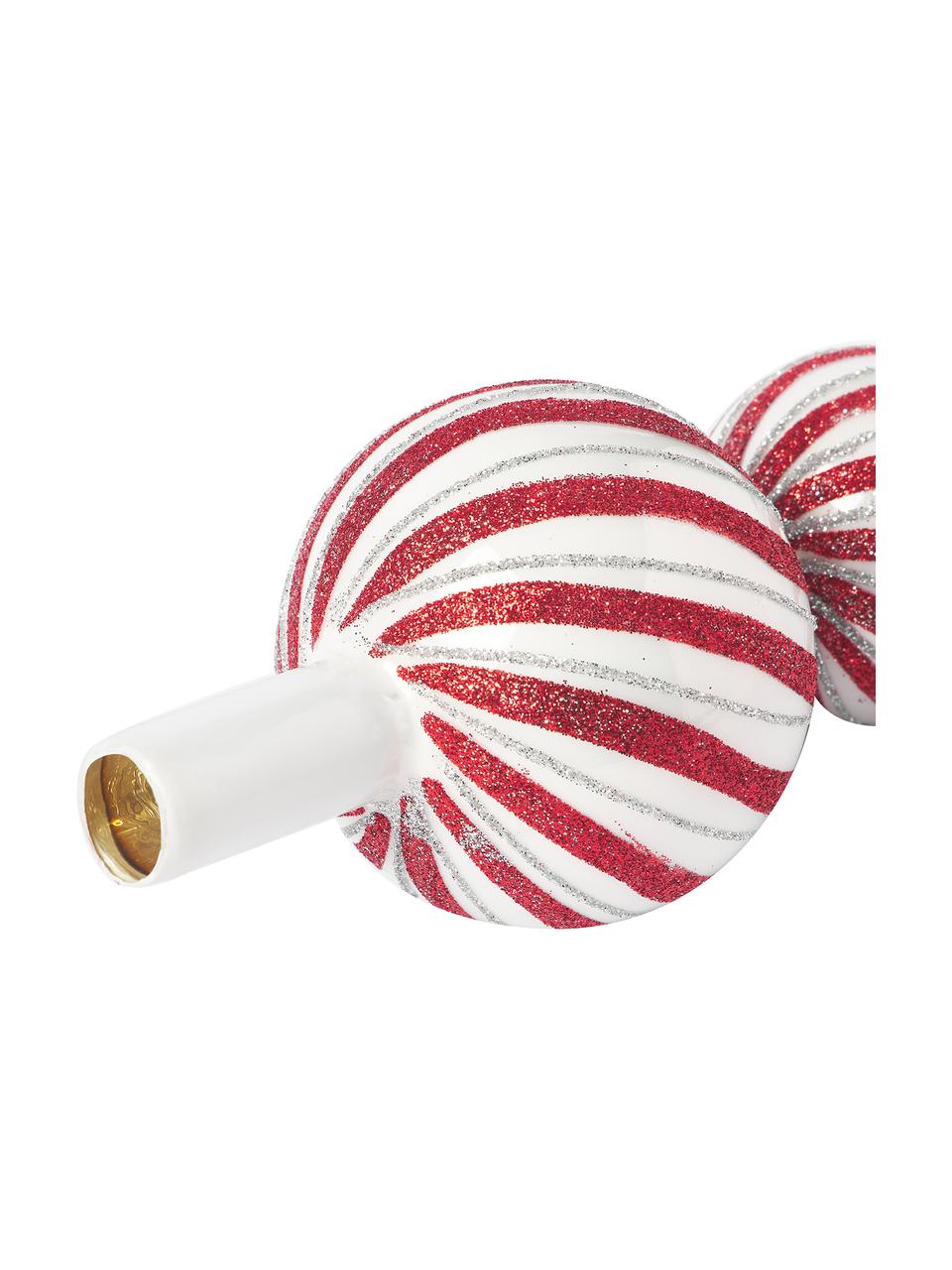Cime de sapin de Noël Swirly, Verre, Rouge, argenté, Ø 8 x haut. 13 cm