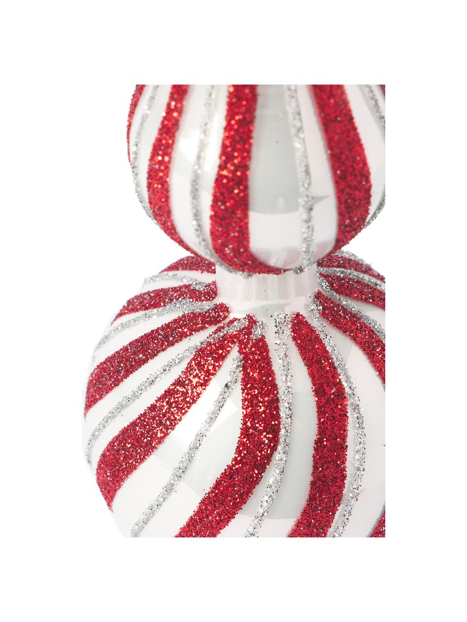 Cime de sapin de Noël Swirly, Verre, Rouge, argenté, Ø 8 x haut. 13 cm