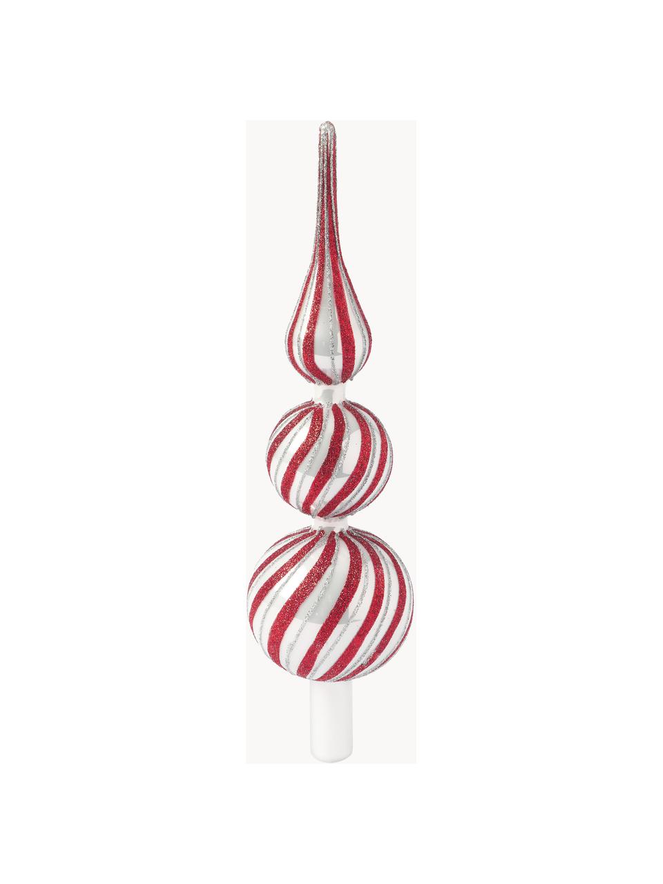 Ozdoba na czubek choinki Swirly, Szkło, Czerwony, odcienie srebrnego, Ø 8 x W 13 cm
