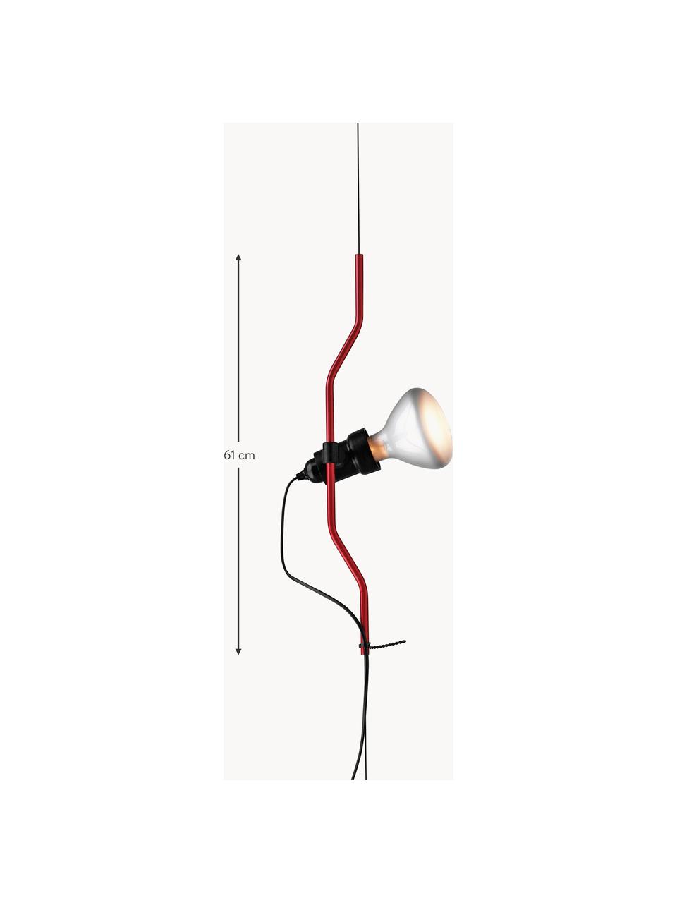 Lampa wisząca Parentesi, Stal powlekana, Czerwony, Ø 11 x W 61 cm