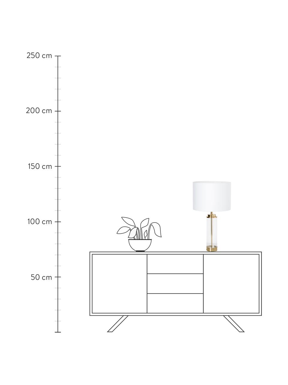 Veľká stolová lampa so skleneným podstavcom Gabor, Biela, odtiene zlatej, Ø 35 x V 64 cm