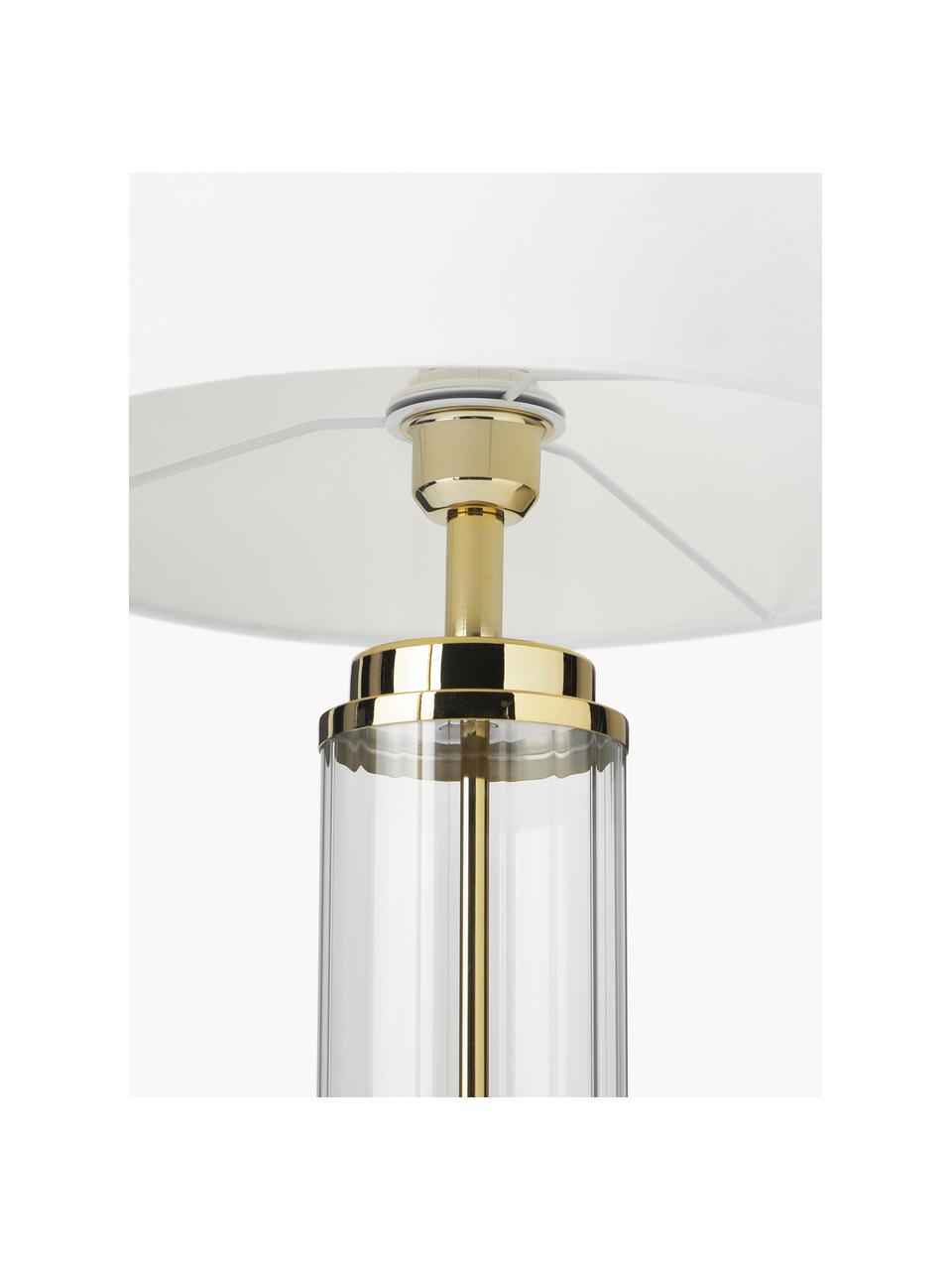 Lampa stołowa ze szklaną podstawą w stylu Glamour Gabor, Biały, odcienie złotego, Ø 35 x W 64 cm