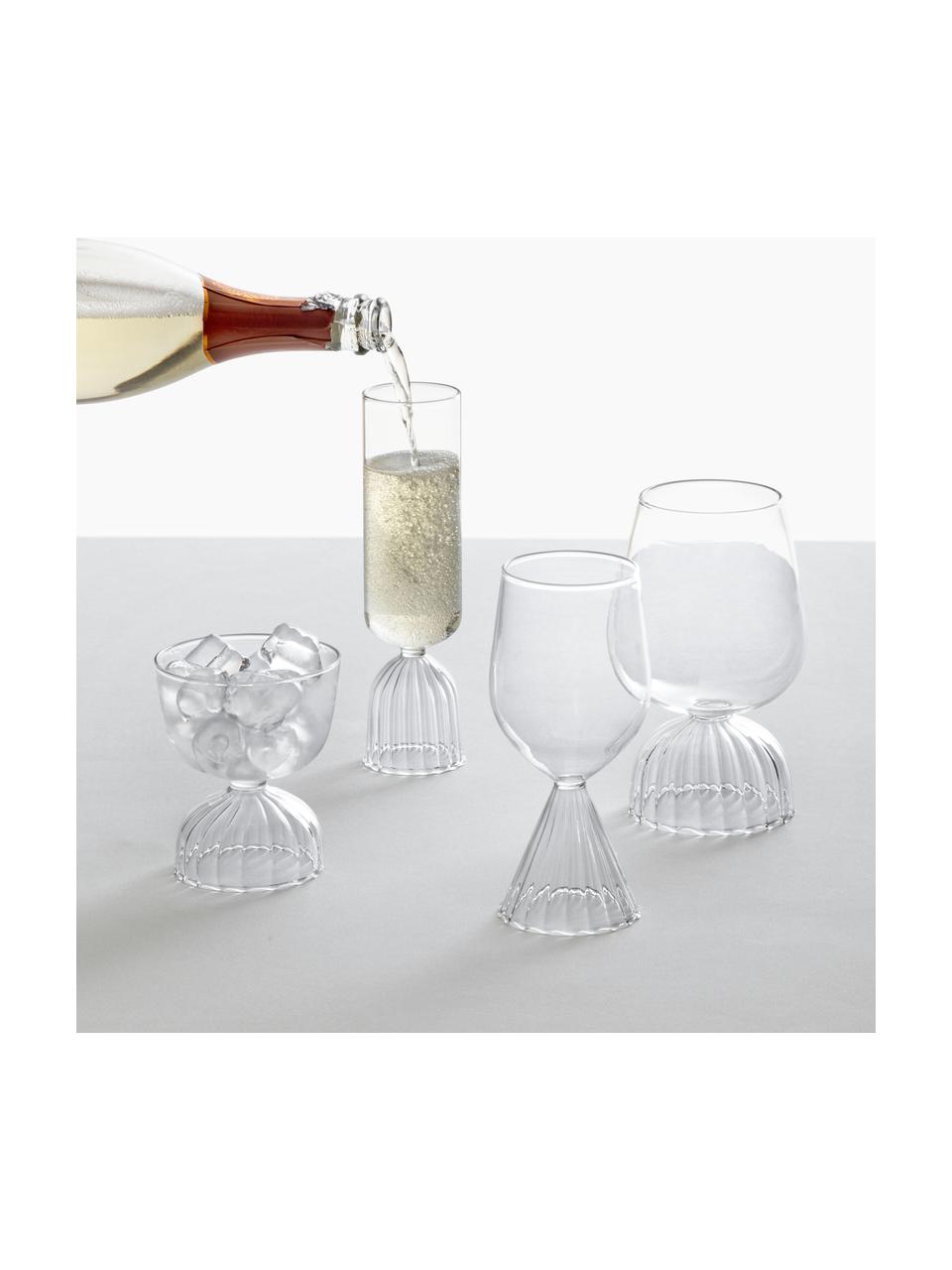 Copas de vino tinto artesanales Tutu, 2 uds., Vidrio de borosilicato, Transparente, Ø 8 x Al 17 cm, 600 ml
