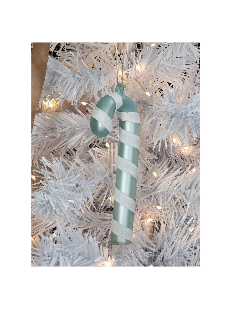 Adorno navideño caramelo Candy, Vidrio, Blanco, turquesa, An 6 x Al 15 cm