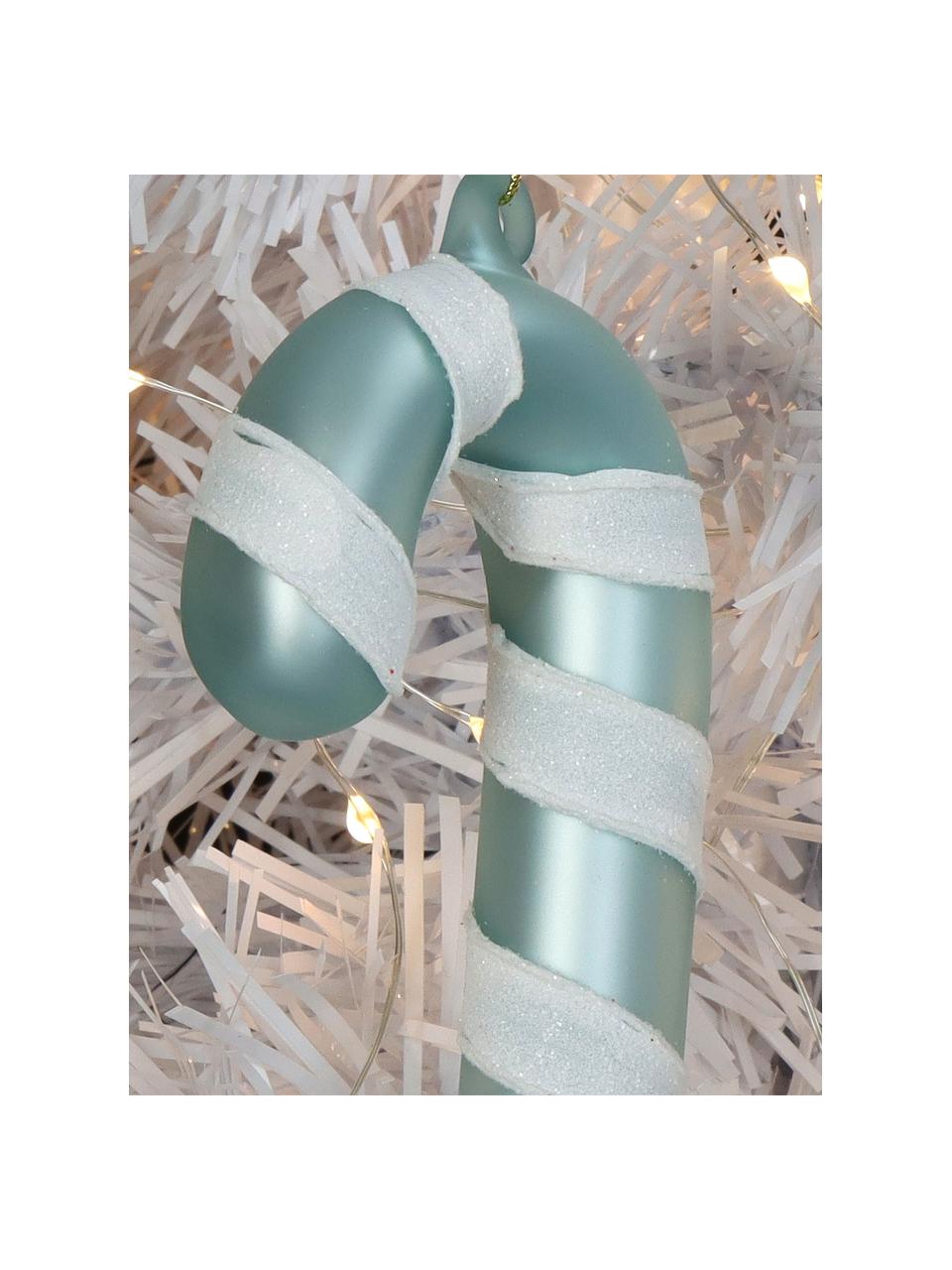 Adorno navideño caramelo Candy, Vidrio, Blanco, turquesa, An 6 x Al 15 cm