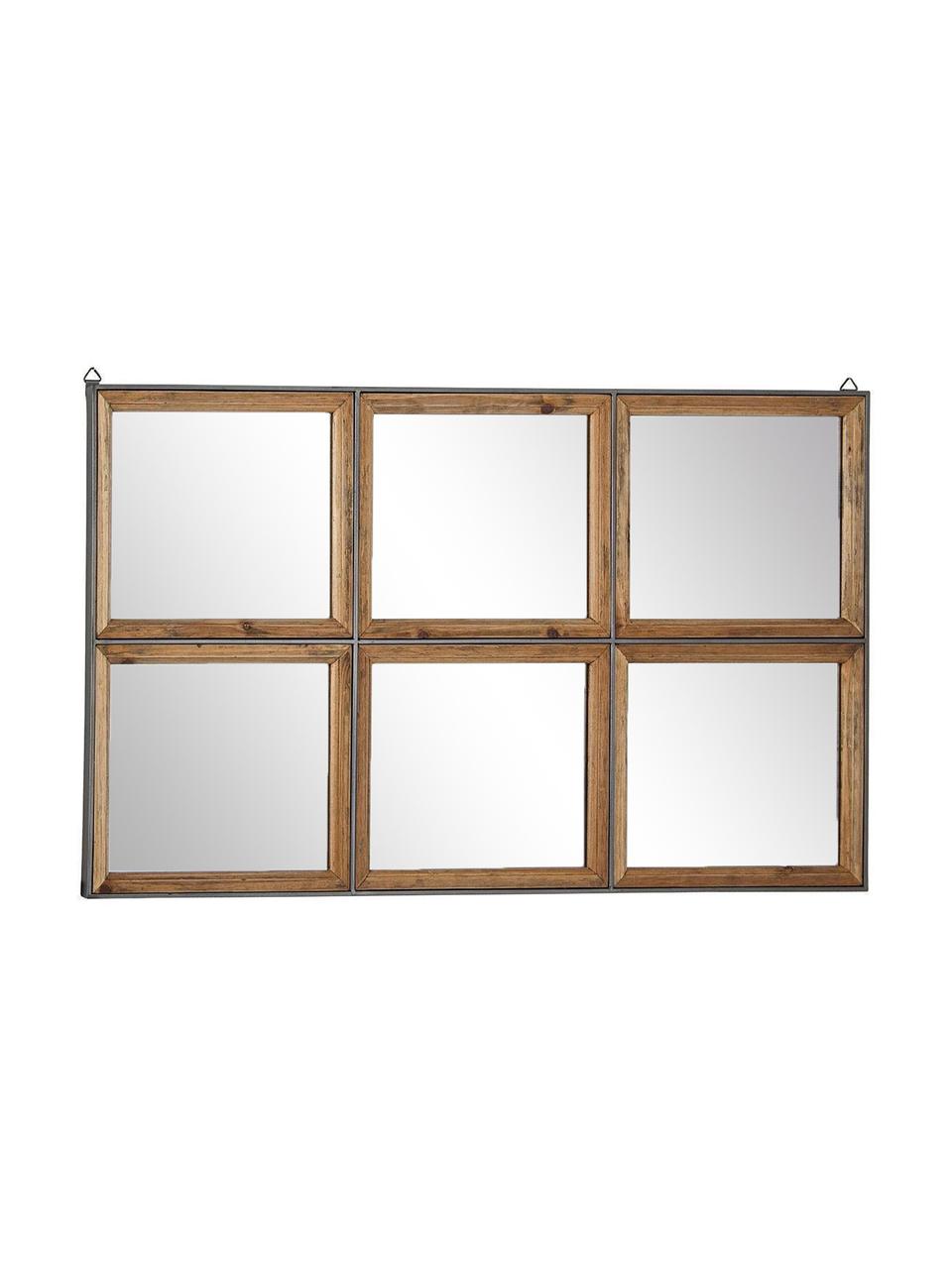 Espejo de pared Border, Espejo de cristal, metal, madera de pino, Marrón, An 93 x Al 53 cm